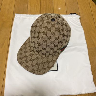 GUCCI Original GG Canvas Baseball Hat With Web "Beige/Ebony"