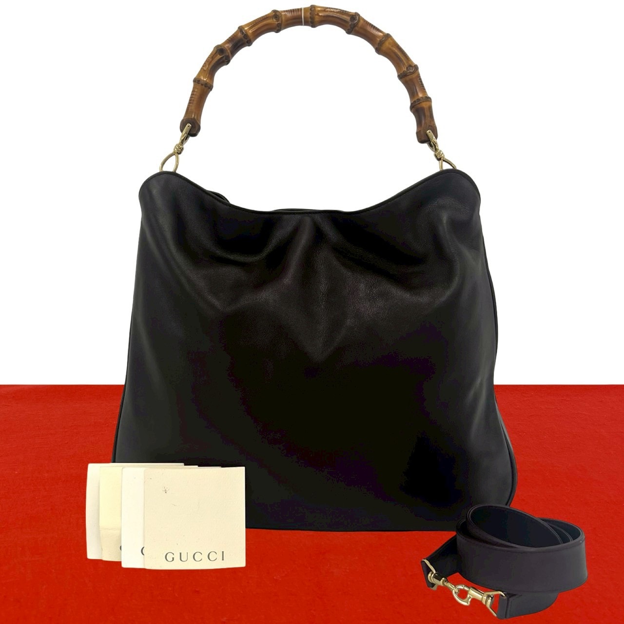 GUCCI グッチ バンブー レザー ショルダーバッグ ブラウン
31112