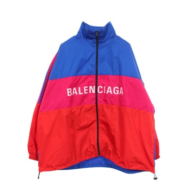 バレンシアガ BALENCIAGA ロゴプリント ジップアップ 衣料品 アウター ポリエステル メンズ レディース レッド系 / ブルー系 / ピンク系 528638 【中古】
