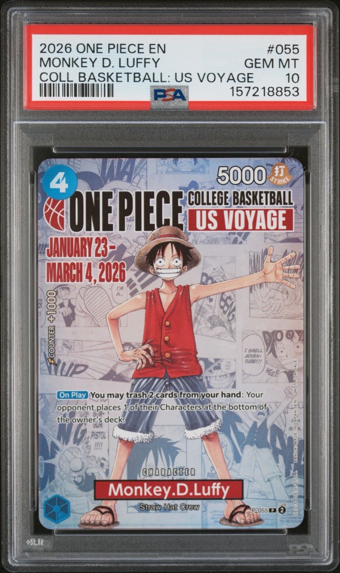 psa9 バスケ ルフィ ワンピース PSA9】モンキー・D・ルフィ：P (開封済) [P-055]【英語版