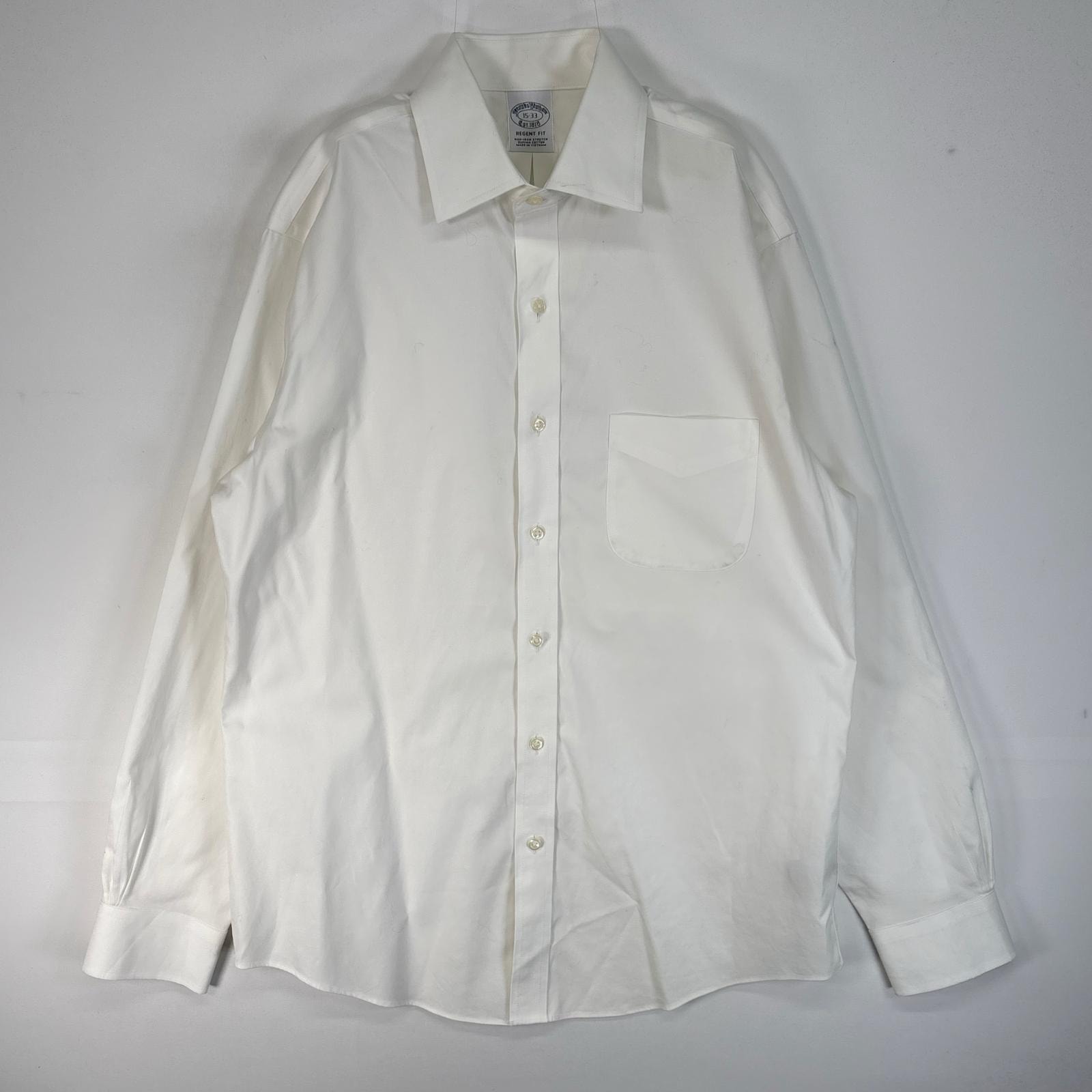 古着 ブルックスブラザーズ Brooks Brothers 長袖シャツ REGENT 胸ポケ カラーステイ M ホワイト 無地 メンズ