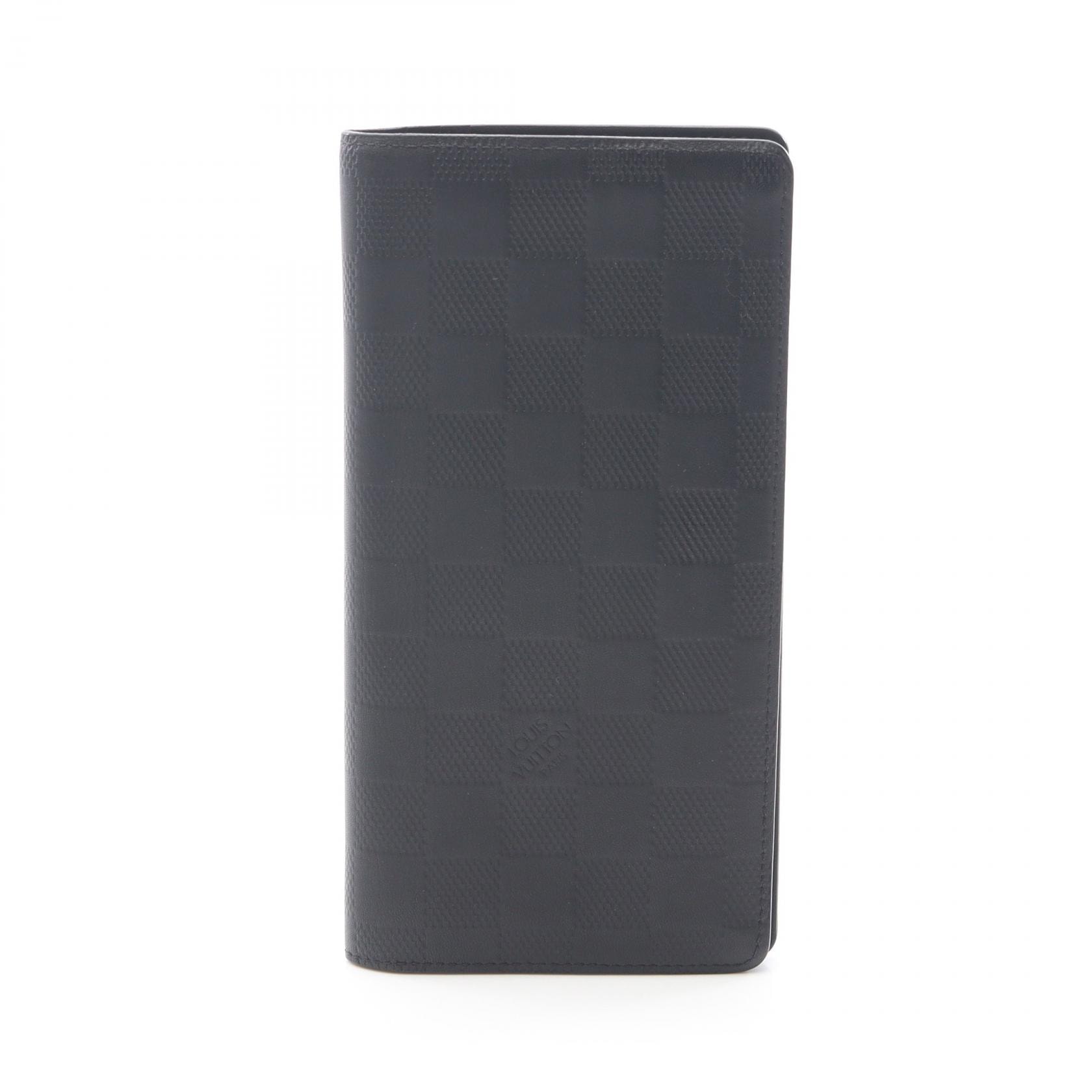 ルイ・ヴィトン LOUIS VUITTON ポルトフォイユ ブラザ 二つ折り長財布 財布 レザー ダミエ・アンフィニ オニキス メンズ ブラック系 N63010 【中古】