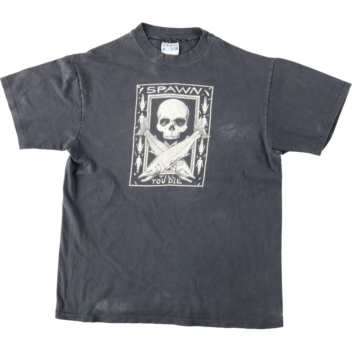古着 ヘインズ Hanes BEEFY-T RAY TROLL レイトロール ドクロ柄 スカル柄 バンドTシャツ バンT USA製 メンズL相当/eaa669663