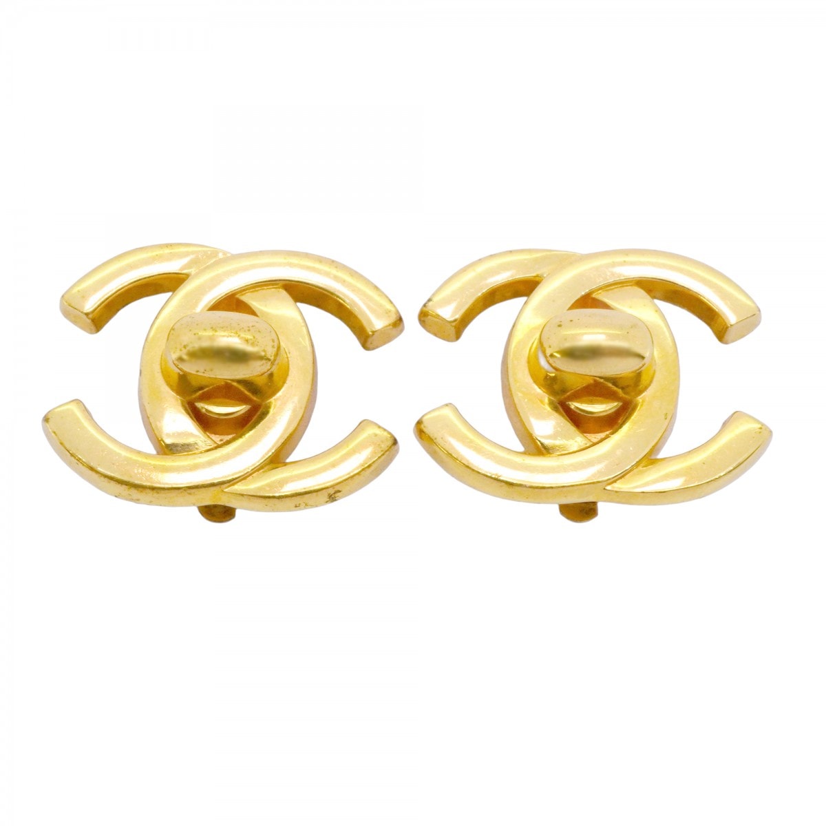 【6jdb0032-k】シャネル イヤリング ヴィンテージ ココマーク ターンロック GPメッキ ゴールド【中古】レディース