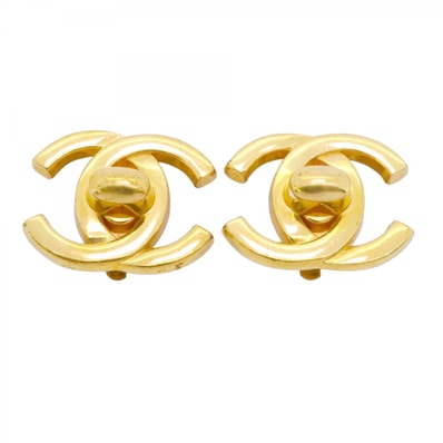 【6jdb0032-k】シャネル イヤリング ヴィンテージ ココマーク ターンロック GPメッキ ゴールド【中古】レディース