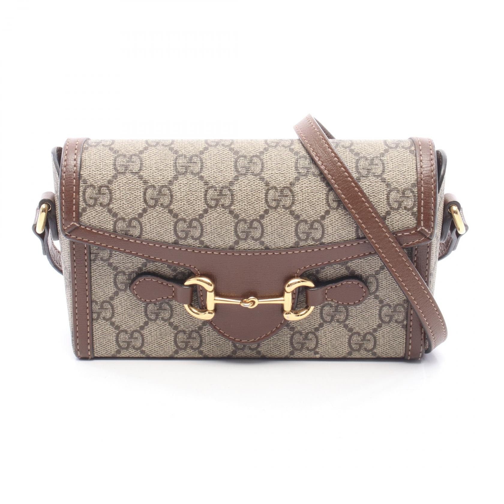 グッチ GUCCI ホースビット1955 GGスプリーム ショルダーバッグ バッグ PVCコーティングキャンバス レザー レディース ベージュ系 / ブラウン系 699296 【中古】