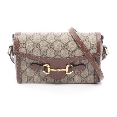 グッチ GUCCI ホースビット1955 GGスプリーム ショルダーバッグ バッグ PVCコーティングキャンバス レザー レディース ベージュ系 / ブラウン系 699296 【中古】