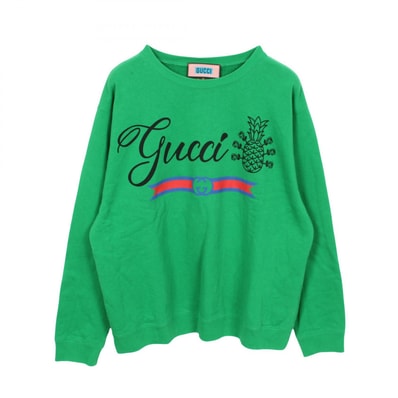 グッチ GUCCI パイナップル ロゴ スウェット 衣料品 トップス コットン メンズ グリーン系 626990 【中古】