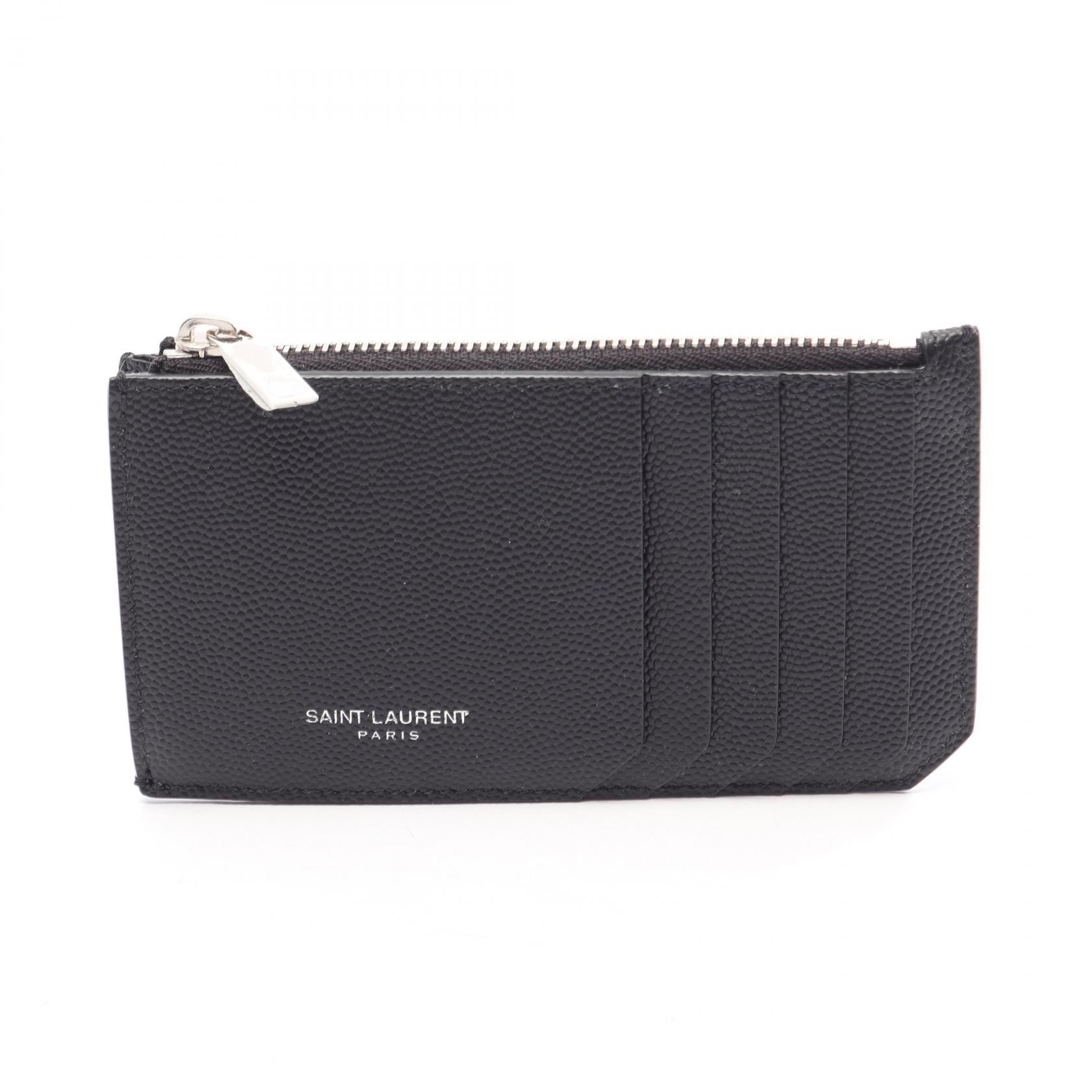 サンローランパリ SAINT LAURENT PARIS フラグメント ジップポーチ コインケース 財布 レザー メンズ レディース ブラック系 609362BTY0N1000 【新品】