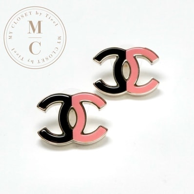 シャネル CHANEL ピアス イヤリング ゴールド ブラック ピンク ココマーク バイカラー