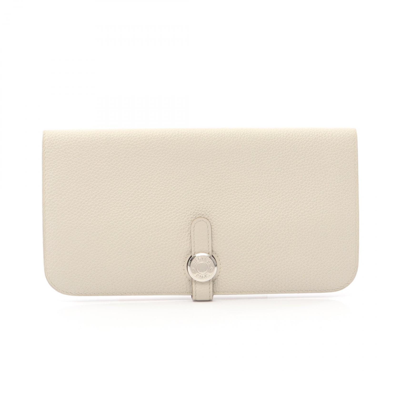 エルメス HERMES ドゴンロング 二つ折り長財布 財布 レザー トゴ ベトン D刻印(2019年製造) レディース アイボリー系 【中古】