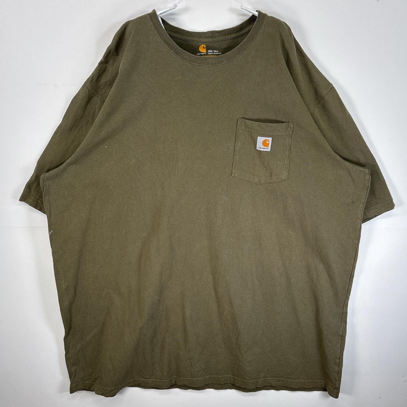古着 カーハート Carhartt 半袖Tシャツ ワンポイント ロゴ 大きいサイズ ワンポイント ロゴ 3XL TALL  カーキ 無地 メンズ