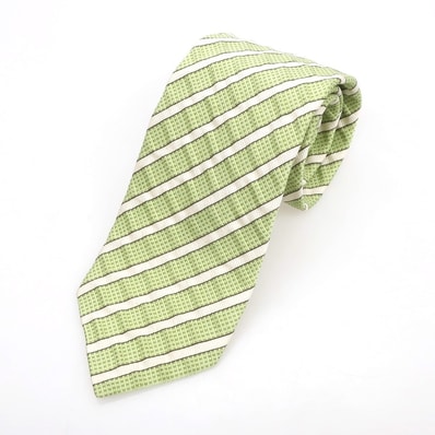 【中古】ジョルジオアルマーニ GIORGIO ARMANI 三つ折り シルク ストライプ柄ネクタイ ライトグリーン【メンズ】