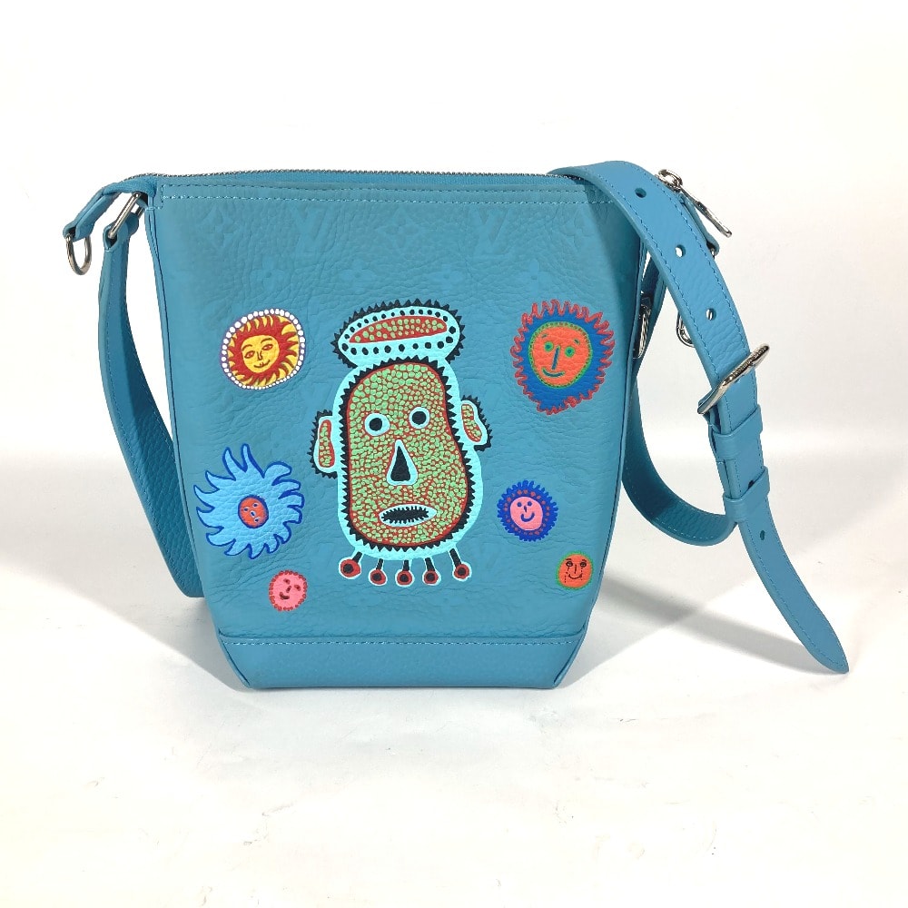 ルイヴィトン LOUIS VUITTON ホーボー クルーザー M21716 LV×YK モノグラムトリヨン アップリケ カバン 斜め掛け ポシェット ショルダーバッグ トリヨンレザー ブルー 美品