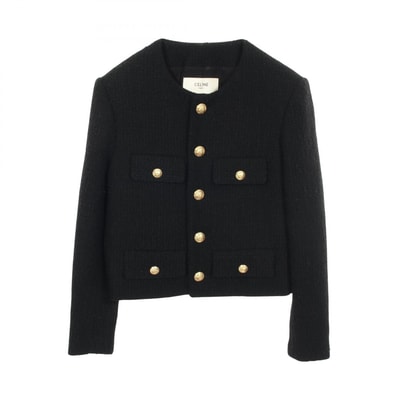 セリーヌ CELINE ツイード 衣料品 アウター ウール コットン レディース ブラック系 【中古】