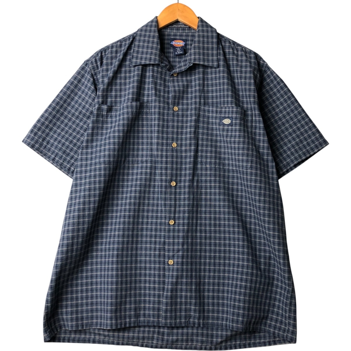 古着 ディッキーズ Dickies チェック柄 半袖 ワークシャツ ボックスシャツ メンズL相当/eaa572346