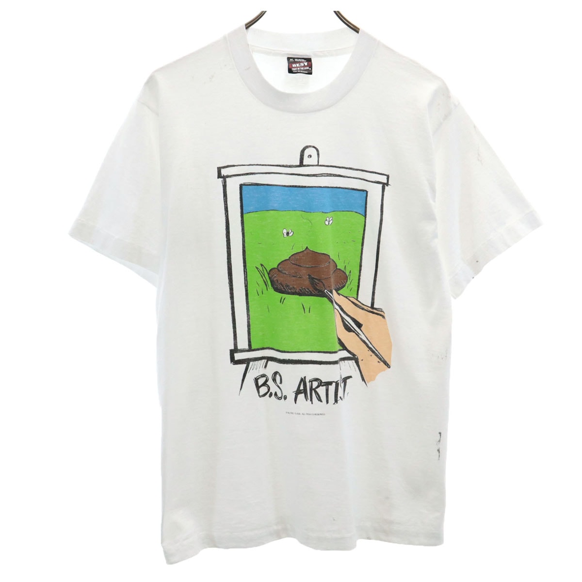 FRUIT OF THE LOOM フルーツオブザルーム 90s USA製 オールド B.S.ARTIST 半袖 Tシャツ M ホワイト シングルステッチ