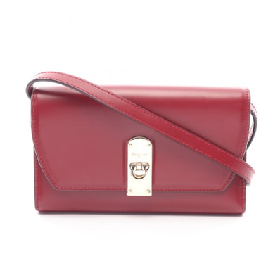 サルヴァトーレフェラガモ Salvatore Ferragamo ガンチーニ ショルダーバッグ バッグ レザー レディース レッド系 22D776 【中古】