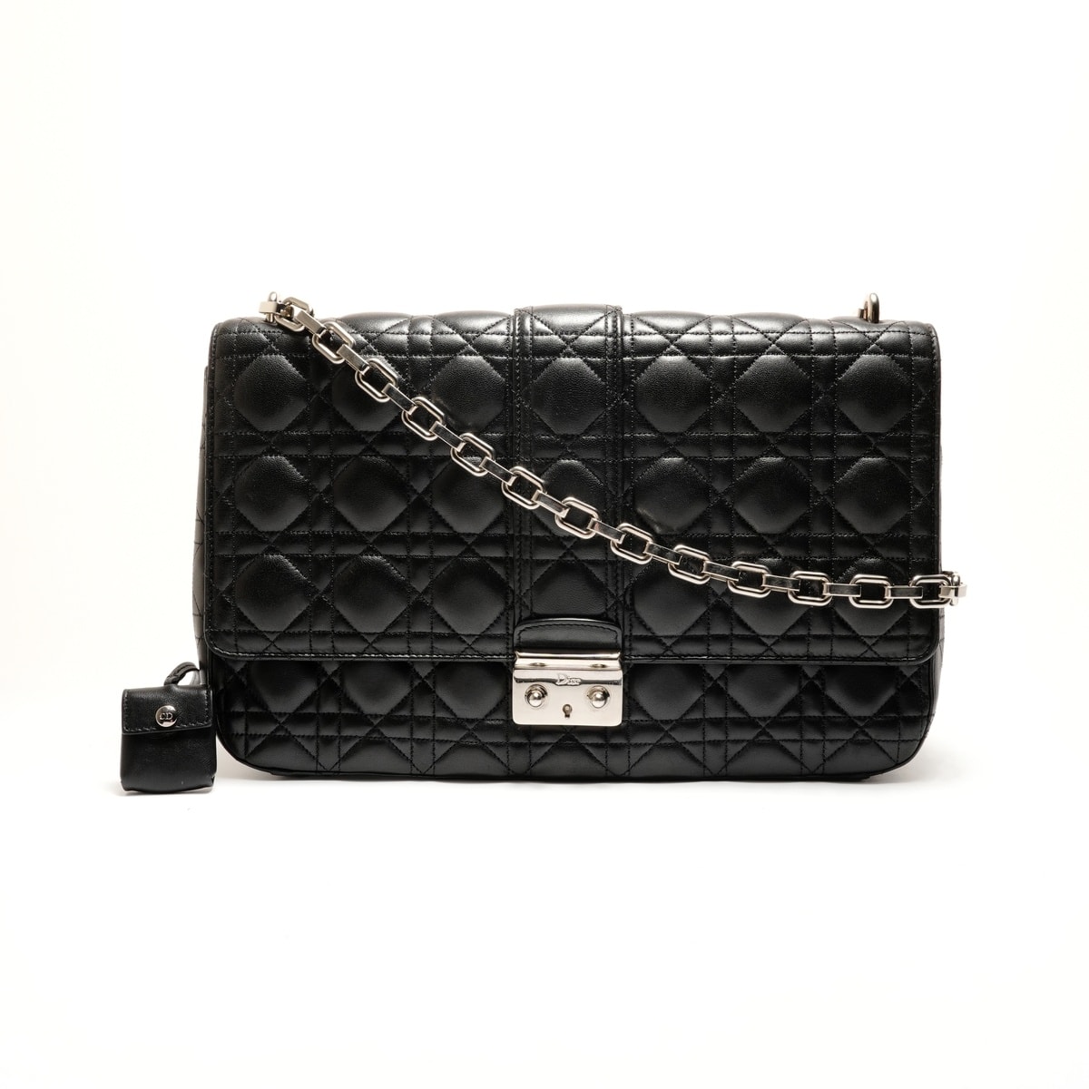 ディオール Dior カナージュ レザー ニューロック チェーン ラージ ショルダーバッグ【中古】