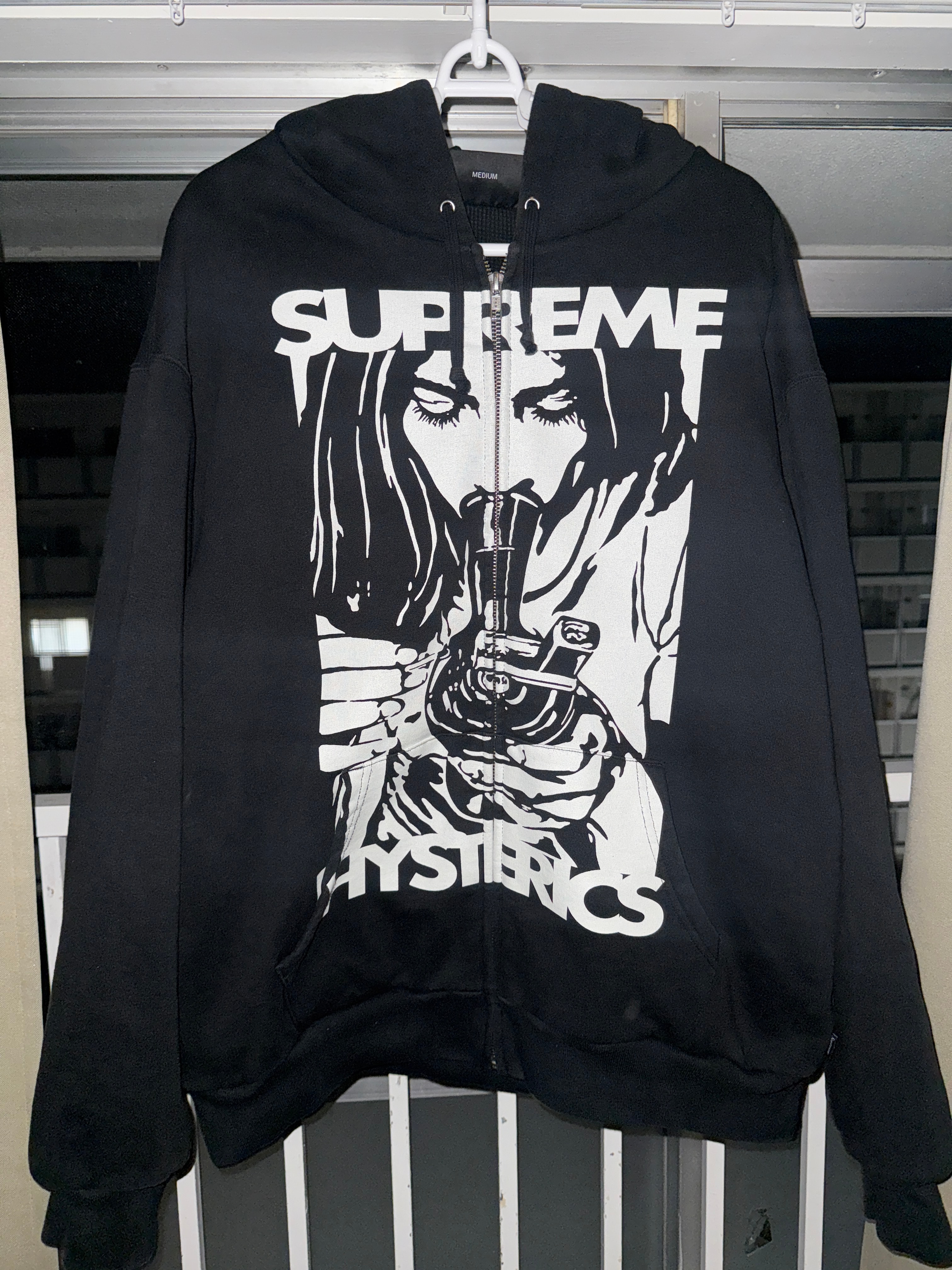 Supreme x HYSTERIC GLAMOUR Thermal Lined Zip Up Hooded Sweatshirt "Black"