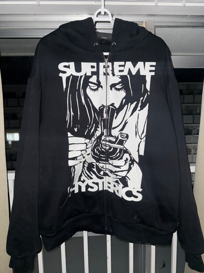 Supreme x HYSTERIC GLAMOUR Thermal Lined Zip Up Hooded Sweatshirt "Black"