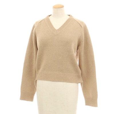 【中古】メゾン マルジェラ Maison Margiela ミドルゲージ ウール Vネック プルオーバーニット ベージュ【サイズS】【レディース】