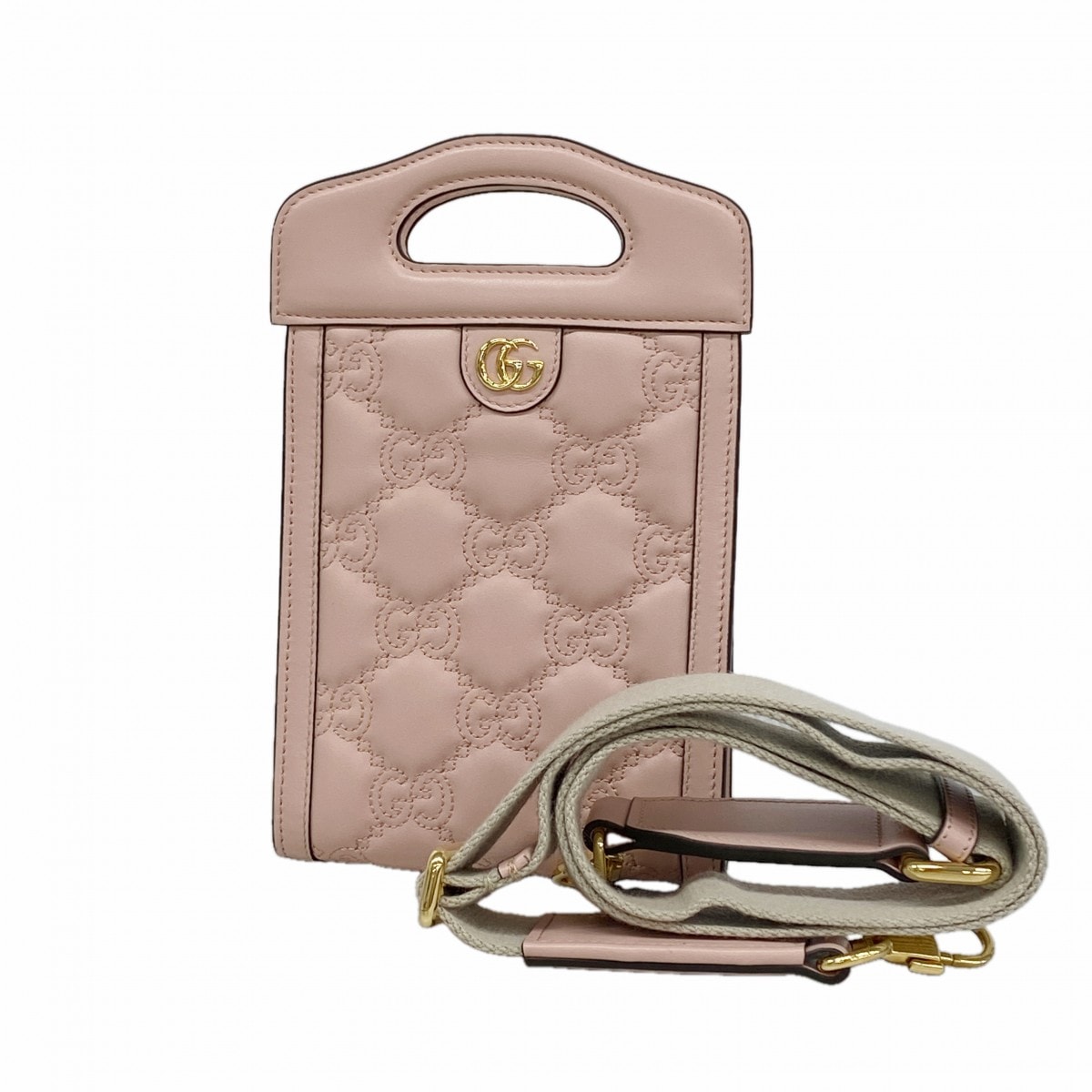【6gd4943】グッチ ハンドバッグ GGマトラッセ 723776 レザー ピンク ゴールド金具 2wayバッグ【中古】レディース