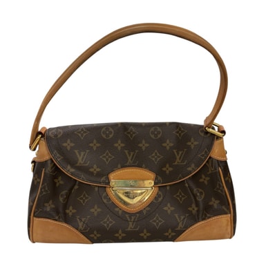 LOUIS VUITTON ルイヴィトン モノグラム ヒバリー ブラウン ゴールド金具 PVC レザー/ ハンドバッグ ショルダーバッグ S1-00067 【中古】