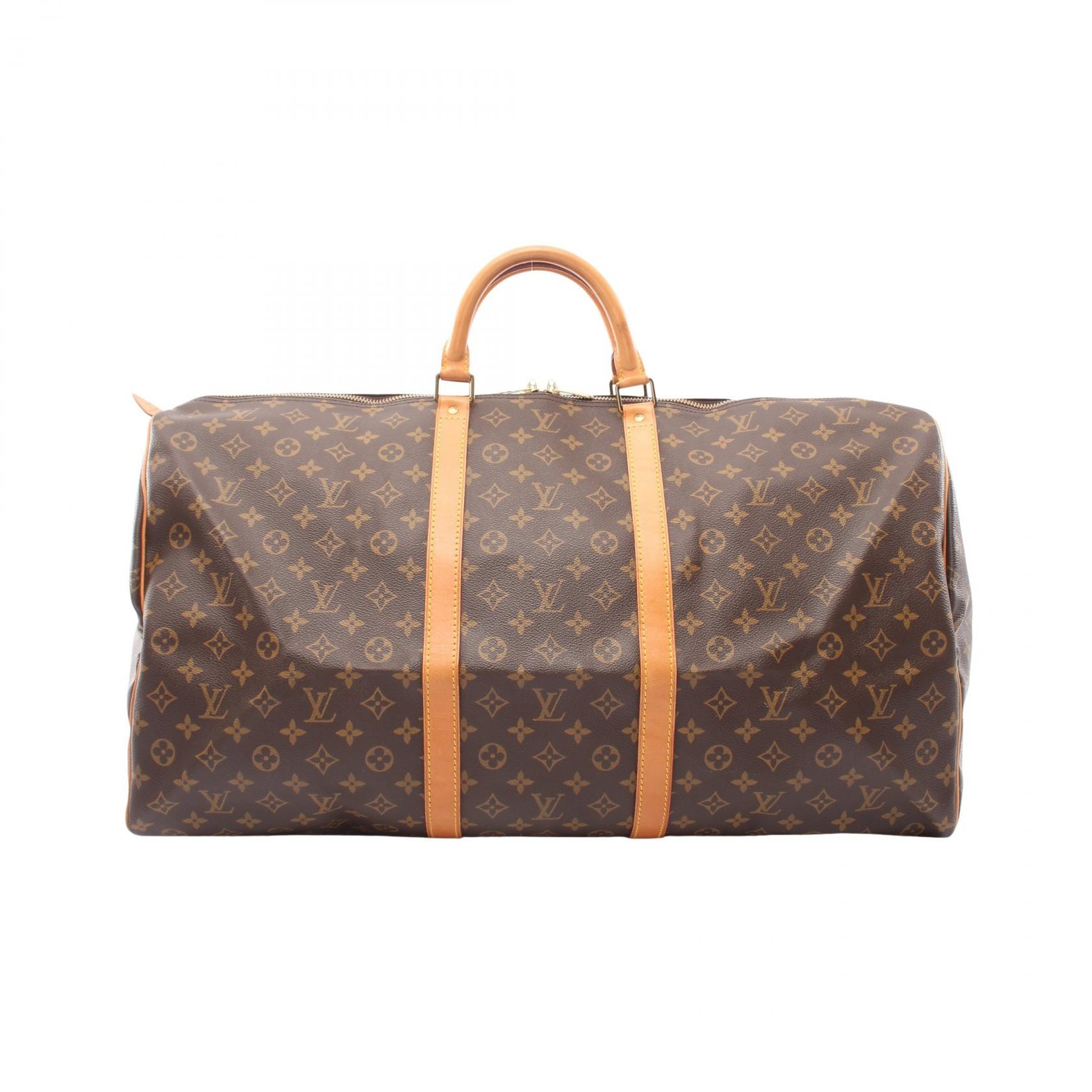 ルイ・ヴィトン LOUIS VUITTON キーポル60 ボストンバッグ バッグ PVCコーティングキャンバス レザー モノグラム メンズ レディース ブラウン系 M41422 【中古】