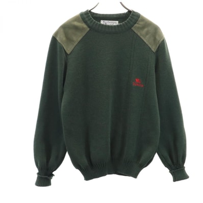 Burberrys バーバリーズ 90s イギリス製 オールド コンバットニット 長袖 エルボーパッチ セーター S カーキ系 ニット