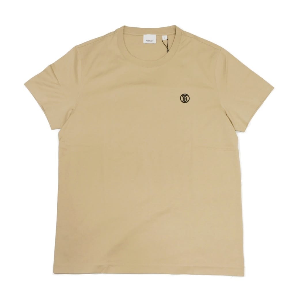 BURBERRY バーバリー モノグラム TBロゴ クルーネック カットソー L 180/100A 未使用 TB サークル ステッチ コットン ベージュ 半袖Tシャツ 8053424