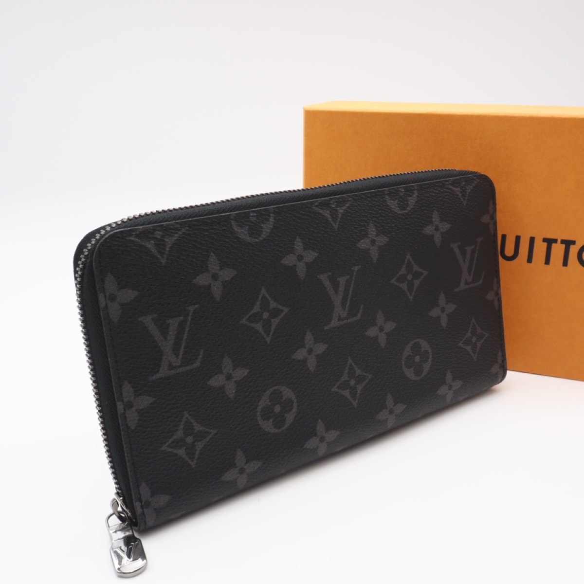 美品 LOUIS VUITTON ルイ・ヴィトン モノグラム エクリプス ジッピーオーガナイザーNM M82081 長財布 ブラック グレー コーティングキャンバス メンズ