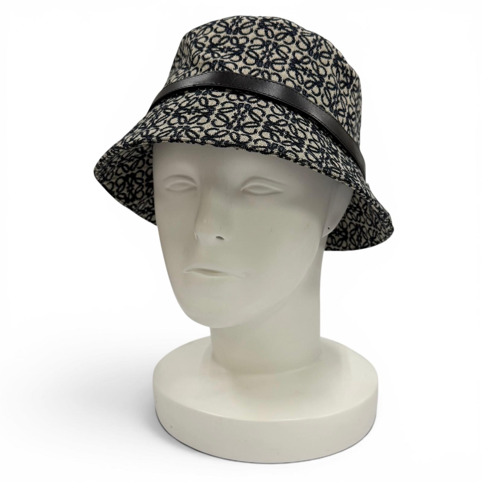 極美品 ロエベ ハット ネイビー レディース 57 K820HBLX07