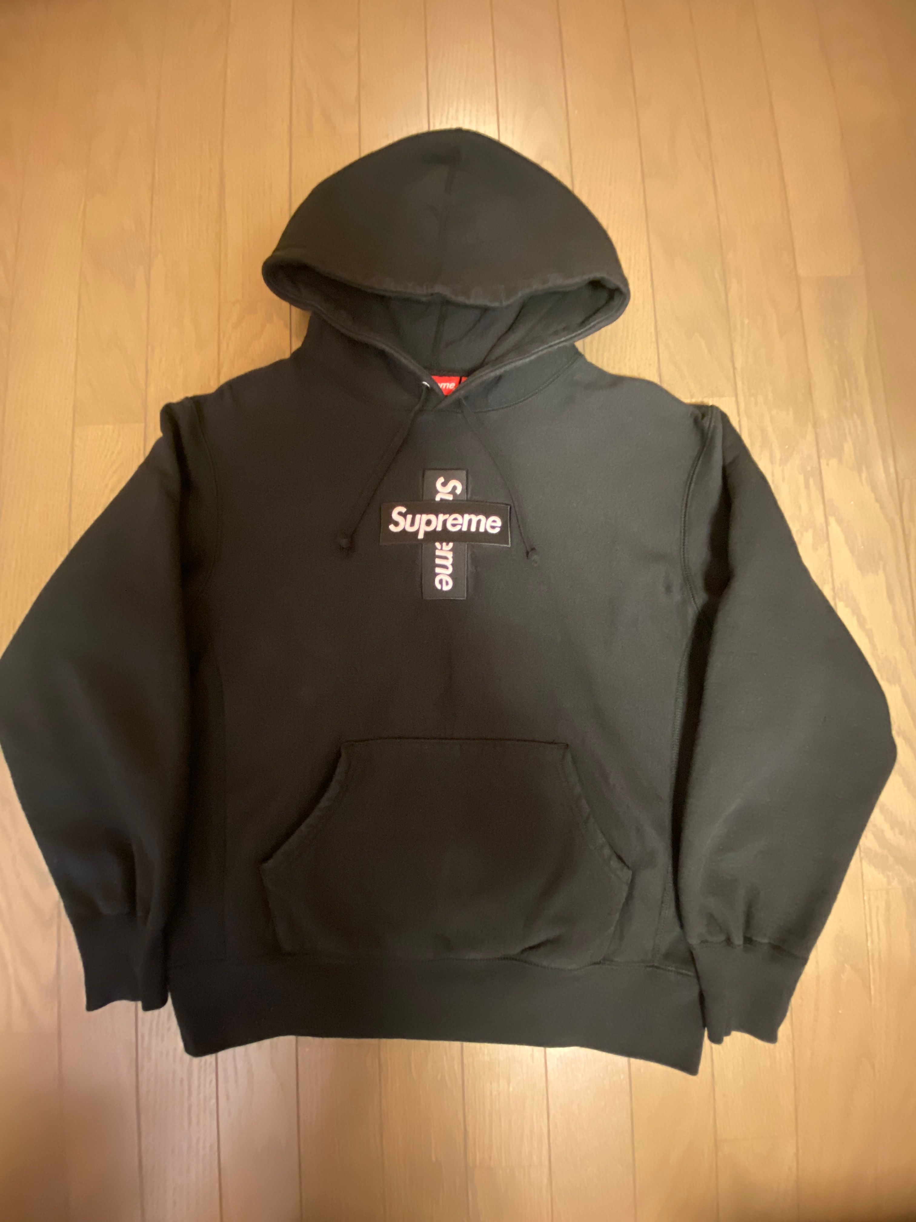 Supreme Cross Box Logo Hooded Sweatshirt "Black"