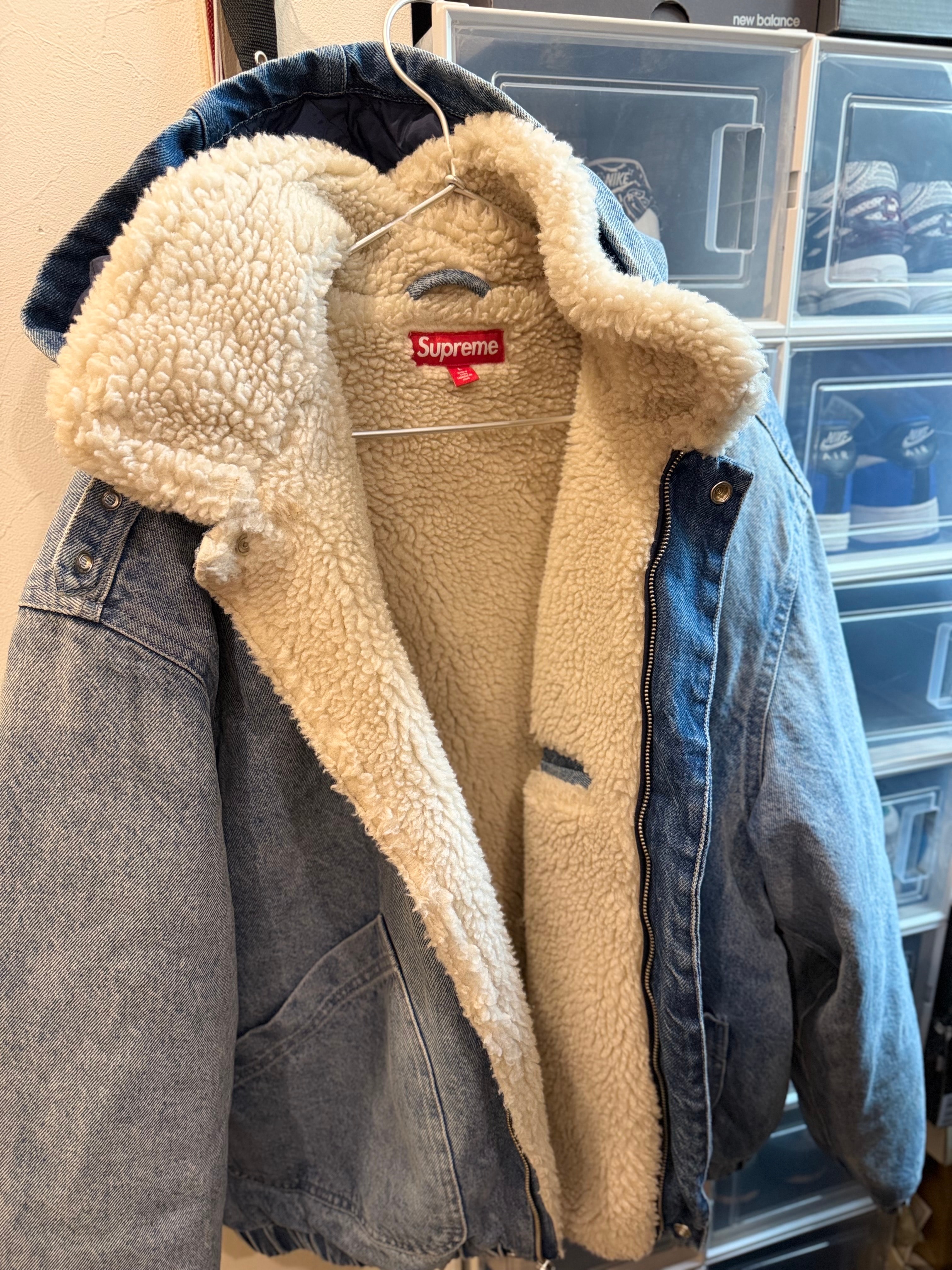 Supreme Faux Shearling Lined Bomber Jacket "Denim"