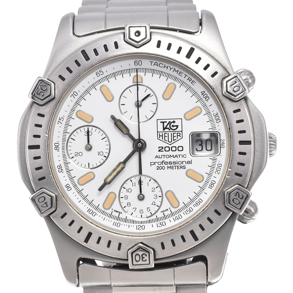 タグホイヤー TAG HEUER 169.806 2000 プロフェッショナル クロノグラフ ホワイト 自動巻き メンズ 良品 腕時計 J#149924