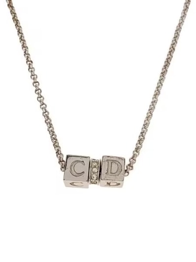 Dior CD Logo Cube Necklace "Silver"