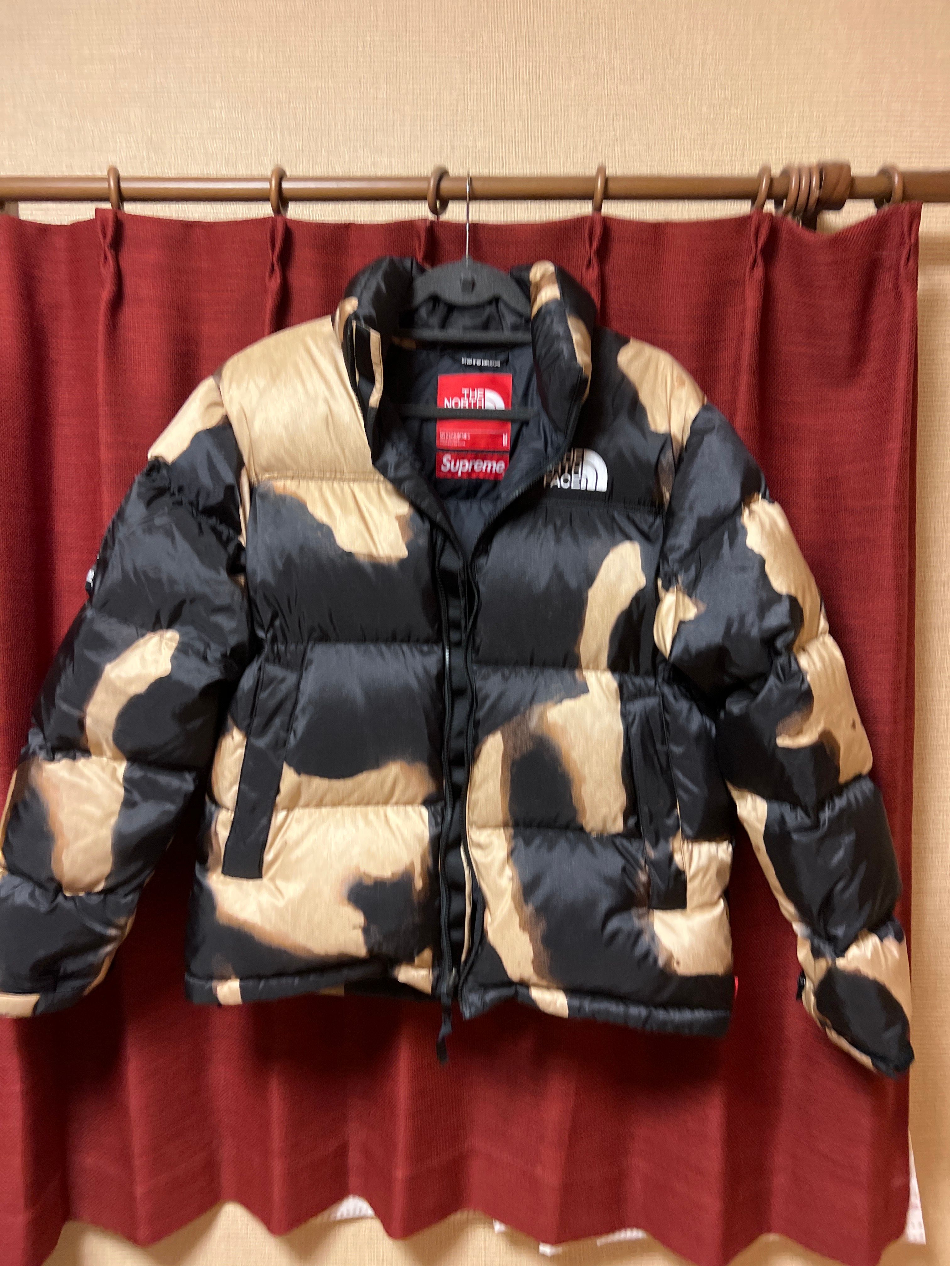 Supreme x The North Face Bleached Denim Print Nuptse Jacket "Black"