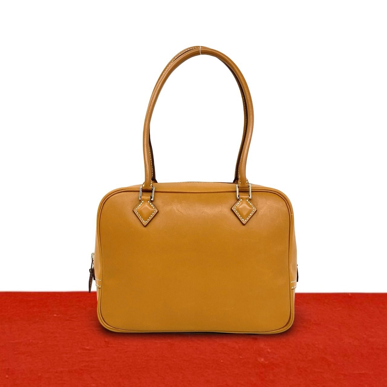 HERMES エルメス ミニ プリュム 20 ヴァッシュ ハンドバッグ ナチュラル ブラウン
609-5