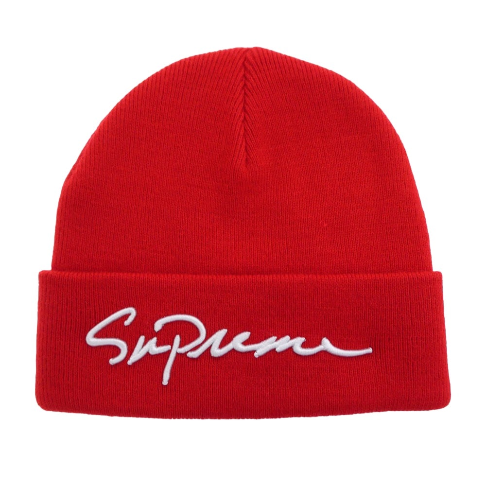 Supreme シュプリーム ニットキャップ 18AW Classic Script Beanie LOGO クラシック スクリプト ビーニー レッド系【中古】