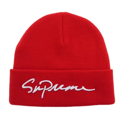 Supreme シュプリーム ニットキャップ 18AW Classic Script Beanie LOGO クラシック スクリプト ビーニー レッド系【中古】