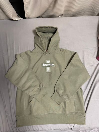 Supreme Cross Box Logo Hooded Sweatshirt "Light Olive"