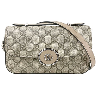 GUCCI グッチ プチGG ダブルG 2WAY ハンドバッグ ポシェット ショルダーバッグ 760194 GGスプリームキャンバス レザー ベージュ レディース【中古】
