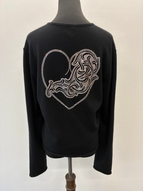 Chrome Hearts Rhinestone Viny Heart Cashmere Cardigan "Black"