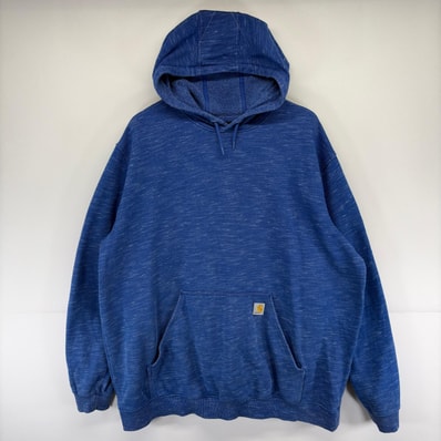 古着 カーハート Carhartt パーカー ロゴ スリーブロゴ 大きいサイズ フーディ スウェット プルオーバー 3XL ブルー系 メンズ