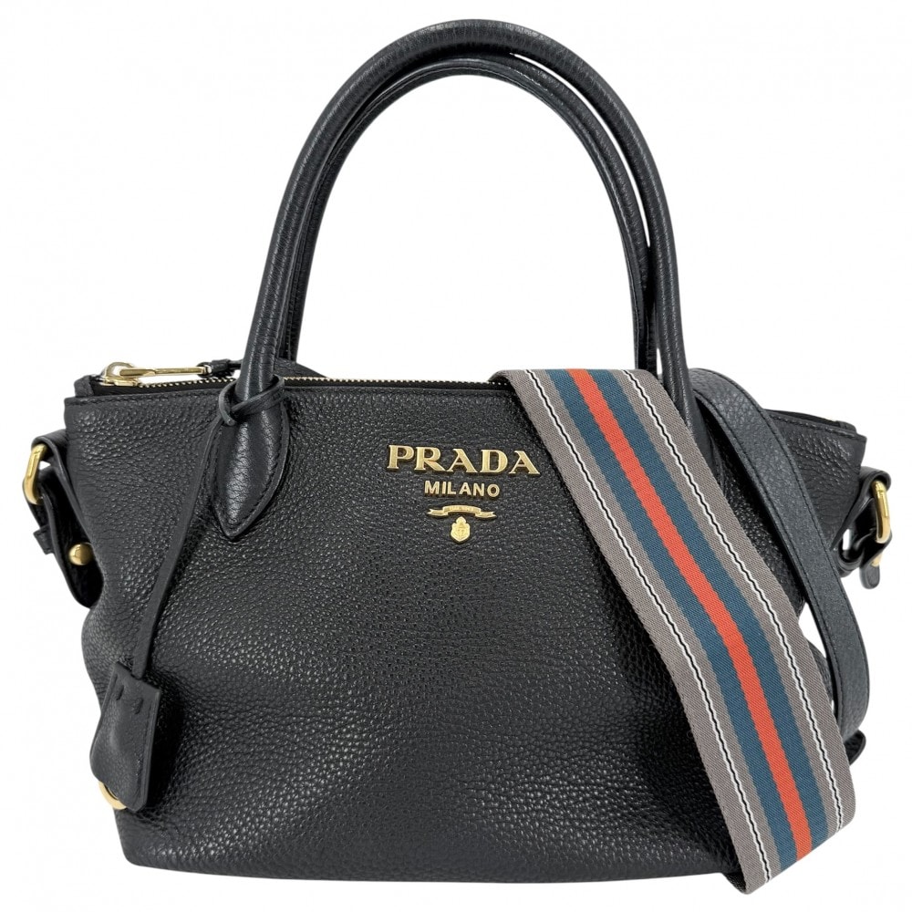 PRADA プラダ 3WAY ショルダーバッグ ハンドバッグ 1BA111 レザー    ブラック 黒 ゴールド金具 レディース【中古品】