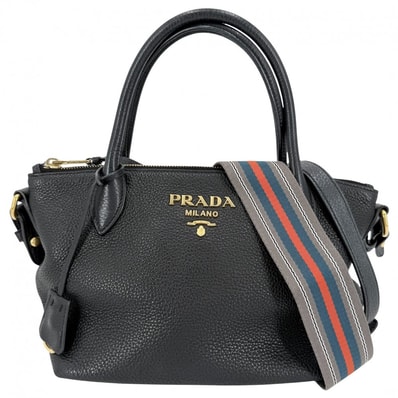 PRADA プラダ 3WAY ショルダーバッグ ハンドバッグ 1BA111 レザー ブラック 黒 ゴールド金具 レディース【中古品】