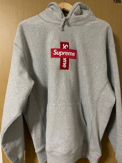 Supreme Cross Box Logo Hooded Sweatshirt "Grey"