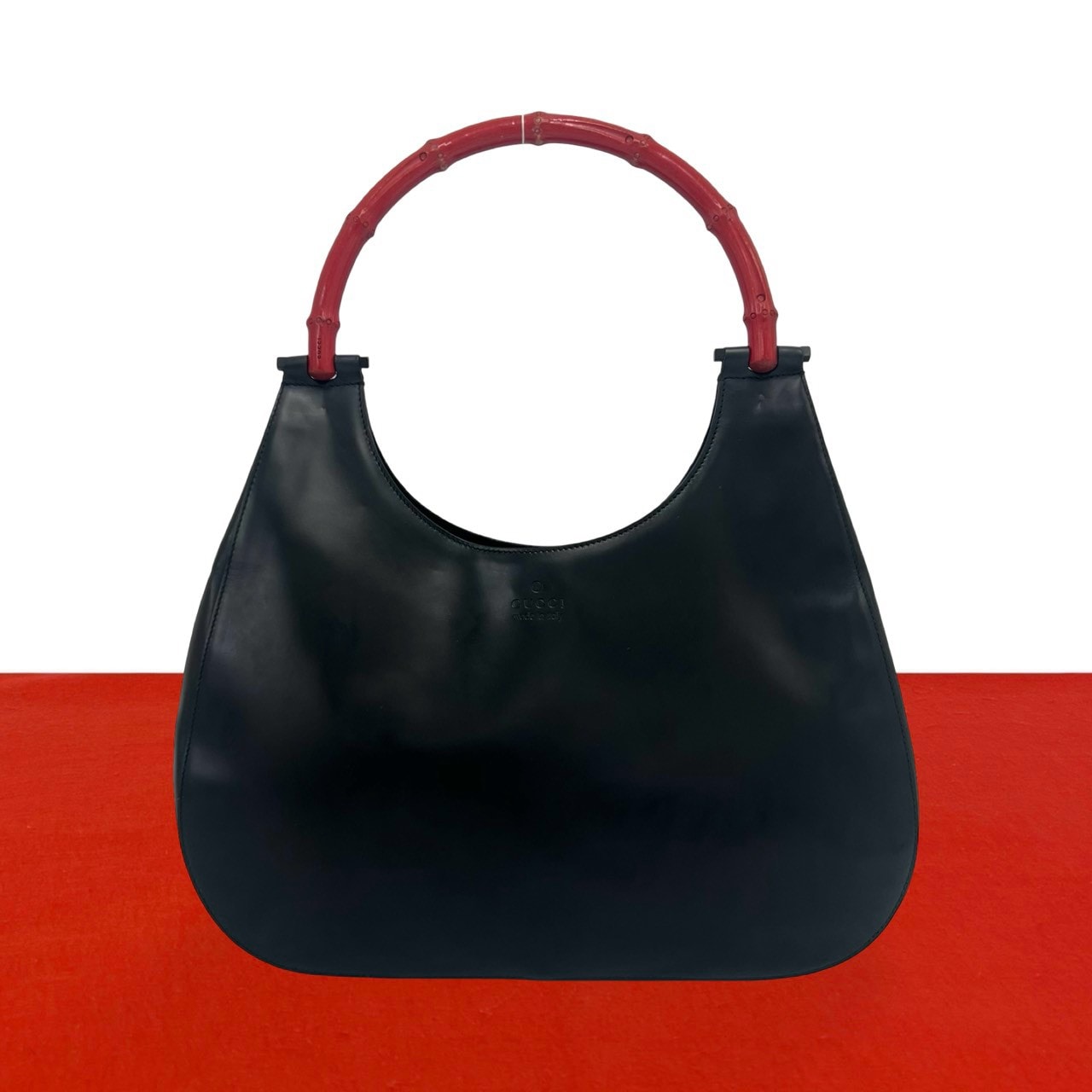 GUCCI グッチ バンブー ロゴ レザー バンブー ショルダーバッグ ブラック
 41339