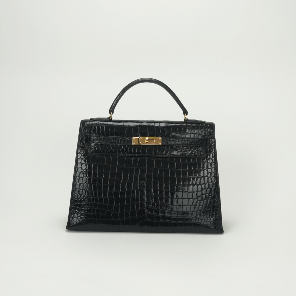 エルメス HERMES ケリー32 ケリー 32 バッグ トートバッグ ショルダーバッグ ポロサス クロコダイル ノワール Noir ブラック Black 黒 ゴールド金具 ハンドバッグ 外縫い クロコダイル エキゾチック